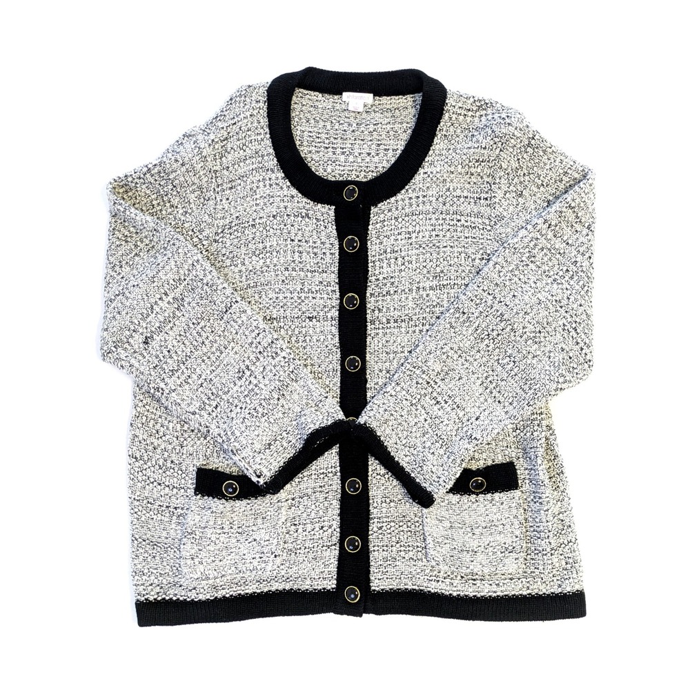 Xhilaration Black White Textured Knit Button Front Cardigan Jacket Size 2